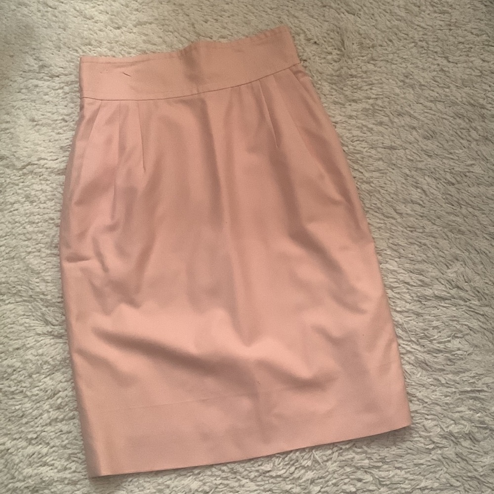 VINTAGE Perry Ellis Wool Pink High Waist Pencil Skirt